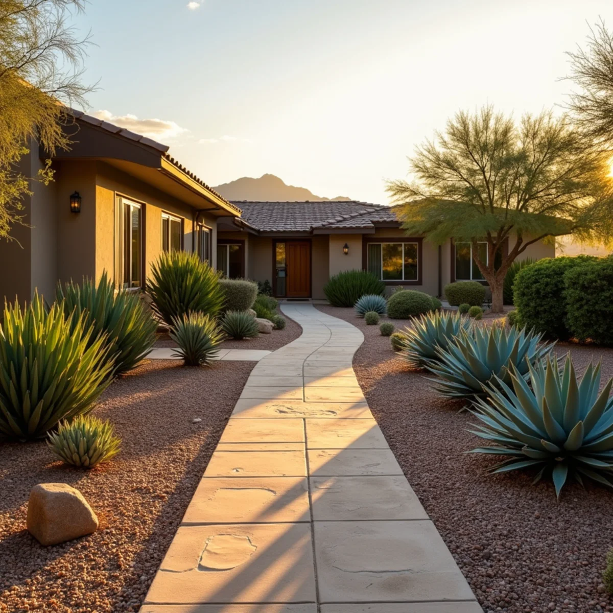 Professionally landscaped desert front yard in Mesa, AZ by YardGuy4Hire